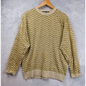 VINTAGE Northern Isles Mens Medium Beige Grandpa‎ Knit Sweater Adult Ugly 90s